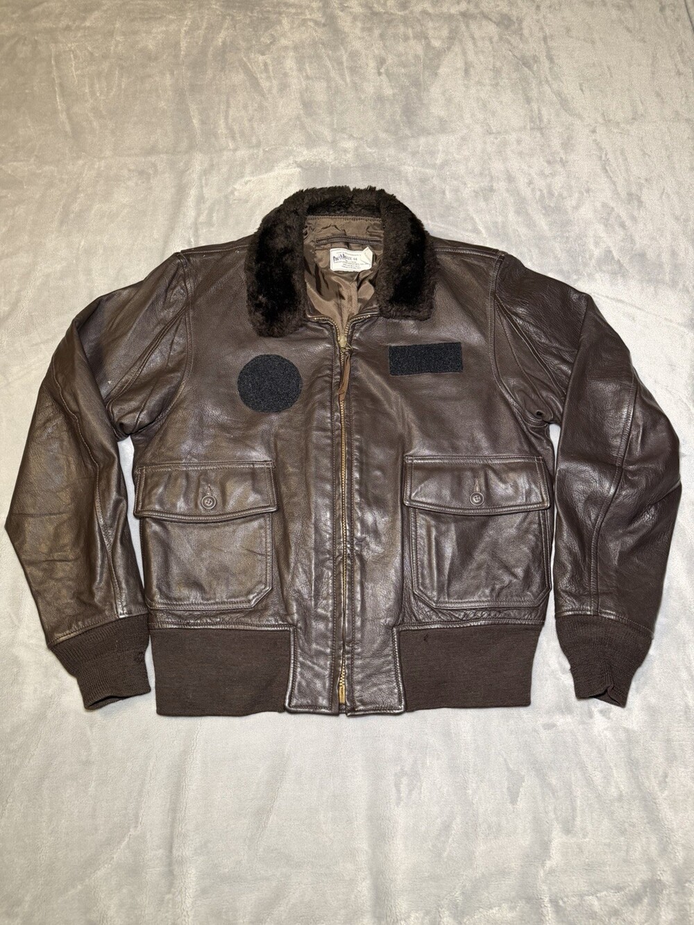 Vintage Cooper USN Type G-1 Brown Leather Flight Jacket Men’s Large 44 Used Good